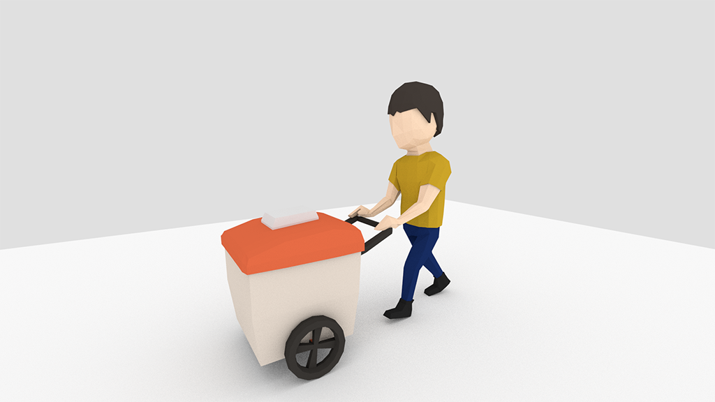 Modeling and character animation in Blender for game. Model in low poly.